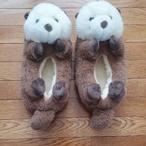 Adorable Brown Otter Kids Slippers